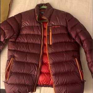 Burgundy women’s Patagonia puffer jacket